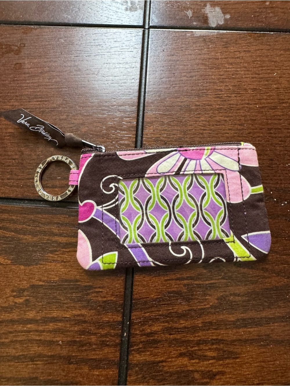 Vera Bradley Quilted Floral ID Coin Pouch in Brown, Pink, Purple, Green